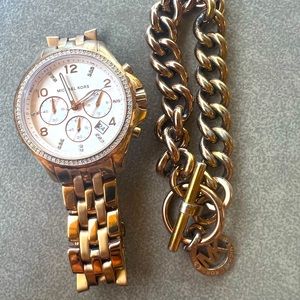 Rose gold Michael Kors Watch & Bracelet